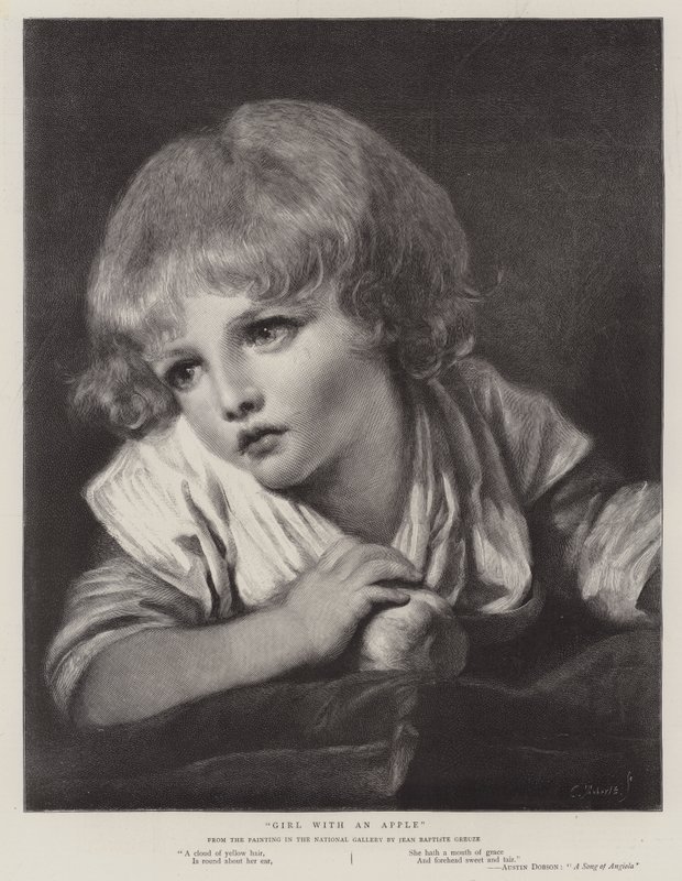 Menina, com, um, maçã de Jean Baptiste Greuze