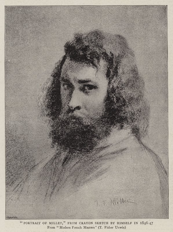 Retrato de Millet, do Crayon Sketch por si mesmo em 1846-47 de Jean Francois I Millet