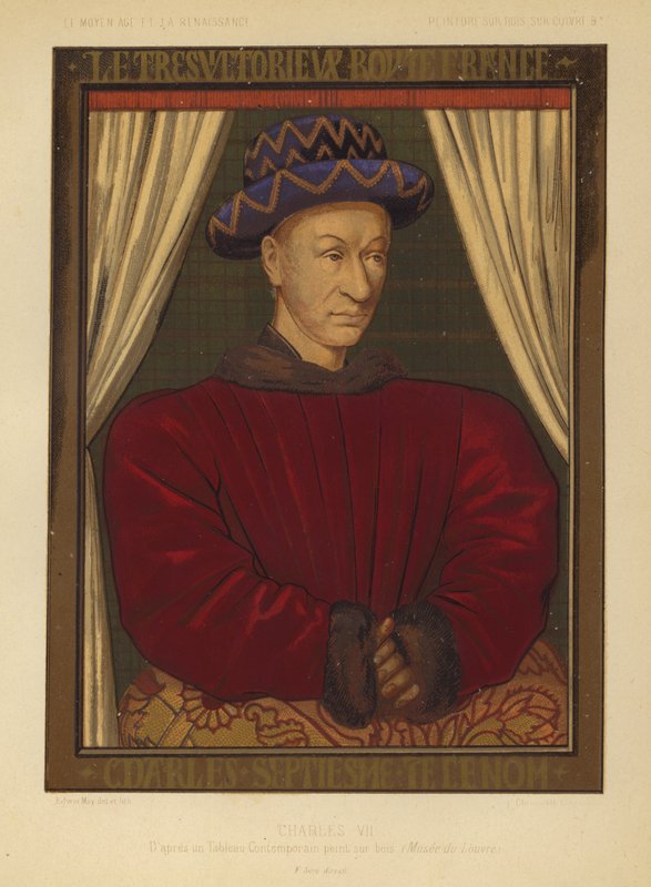 Carlos VII, rei da França (cromolito) de Jean (after) Fouquet