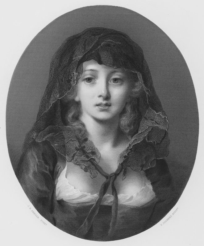 Simplicidade (gravura) de Jean Baptiste (after) Greuze