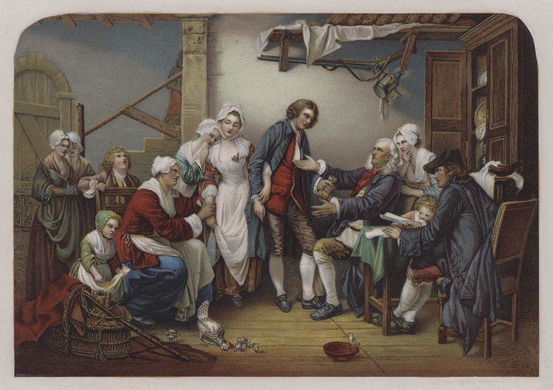 The Village Bride (cor litho) de Jean Baptiste (after) Greuze