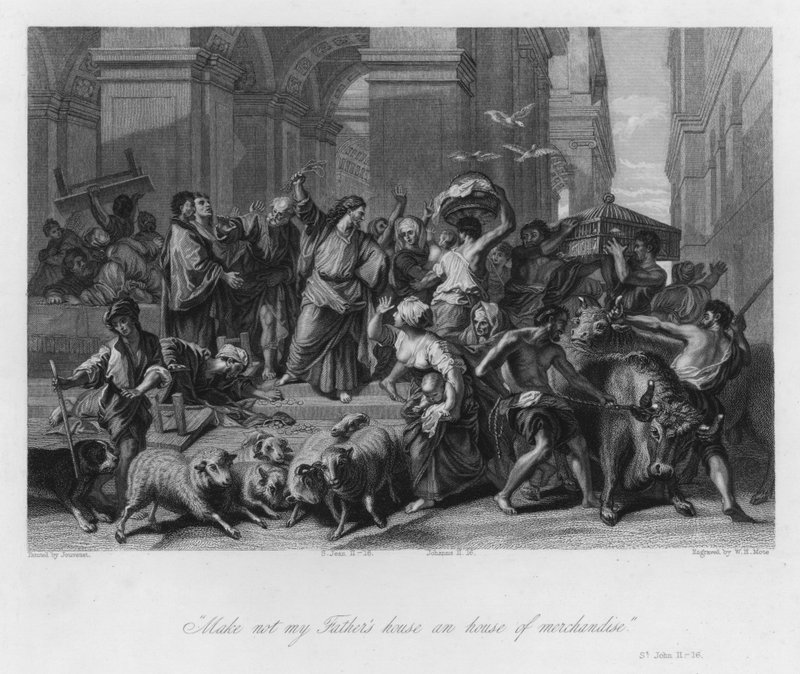 Os Profanadores expulsos do Templo, São João II de Jean Baptiste (after) Jouvenet