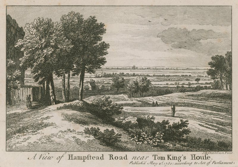 Uma vista da estrada de Hampstead perto da casa de Tom King de Jean Baptiste Claude Chatelain