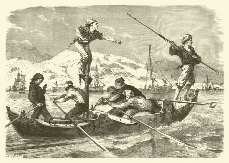Pesca do espadarte da costa da Sicília (gravura) de Jean Baptiste Henri Durand Brager