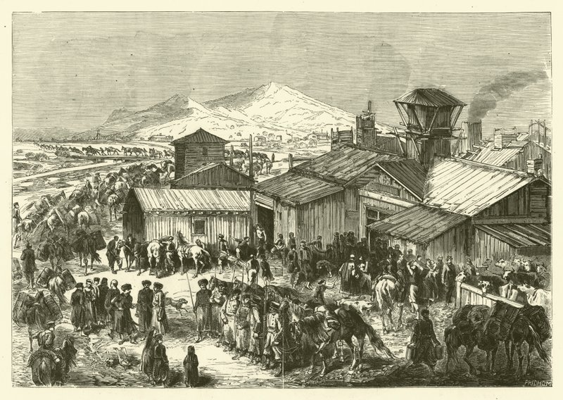 Posto de comércio russo em Kashgar (gravura) de Jean Baptiste Henri Durand Brager