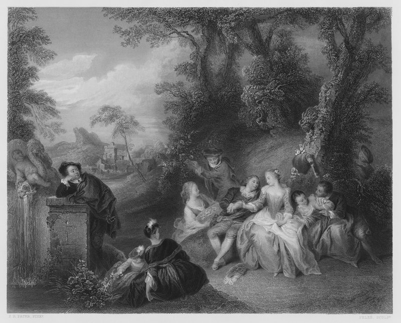 Um Fete-Champetre, da foto da Coleção Real (gravura) de Jean Baptiste Joseph (after) Pater