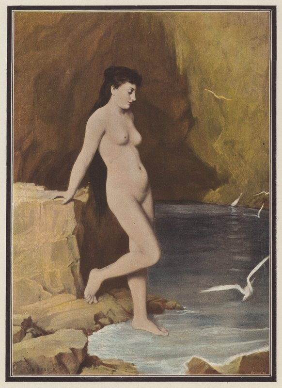 Ninfa em uma gruta (lito colorido) de Jean Benner