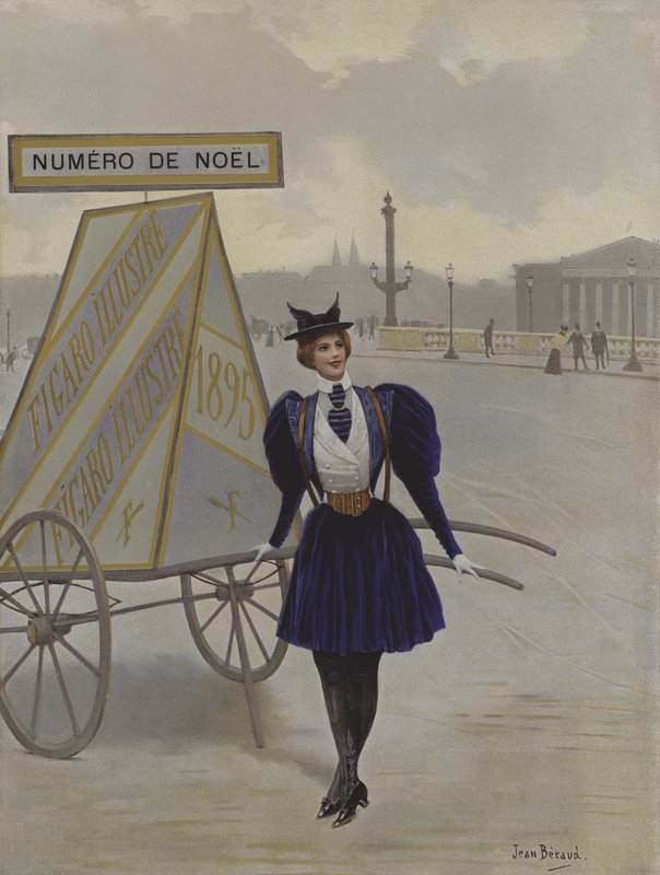 La Reclame de lvenir (Publicidade do Futuro). Ilustração de capa do Le Figaro Illustre, dezembro de 1895 de Jean Beraud