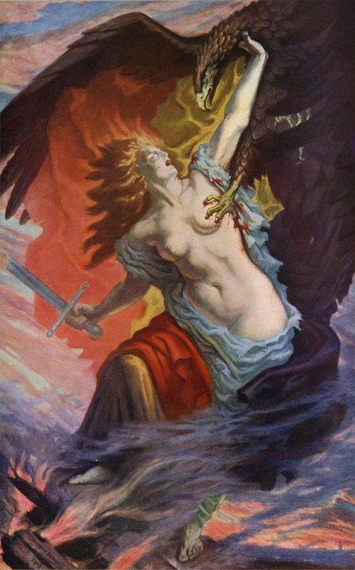 Bélgica Indomável (litografia a cores) de Jean Delville