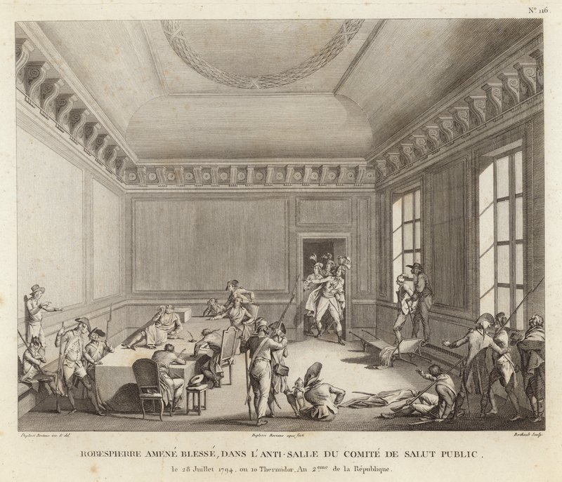 Maximiliano de Robespierre lidera um assalto de Jean Duplessi Bertaux