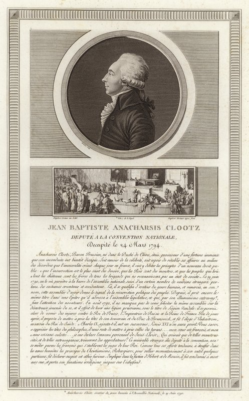 Retrato de Jean-Baptiste de Val-de-Grace, Barão de Cloots de Jean Duplessi Bertaux