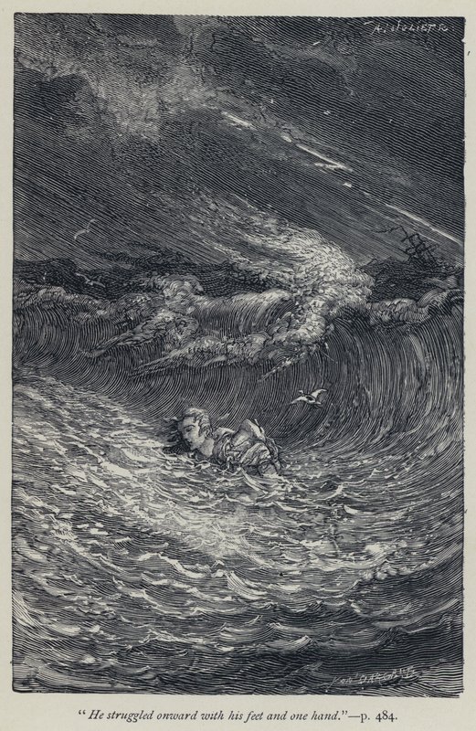 "Ele lutou com os pés e uma mão" (gravura) de Jean Edouard Dargent