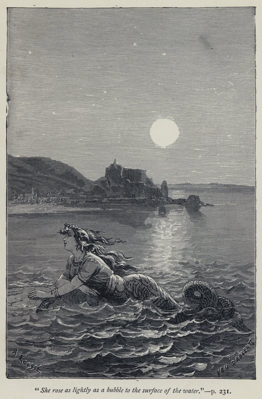 "Ela levantou-se levemente como uma bolha para a superfície da água" (gravura) de Jean Edouard Dargent