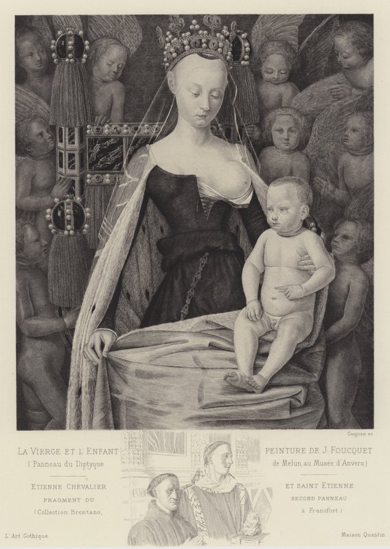 A Virgem e o Menino Rodeados de Anjos, c1450 de Jean Fouquet