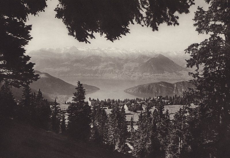 Rigi Kaltbad, vista do Lago Lucerna (foto p/b) de Jean Gaberell