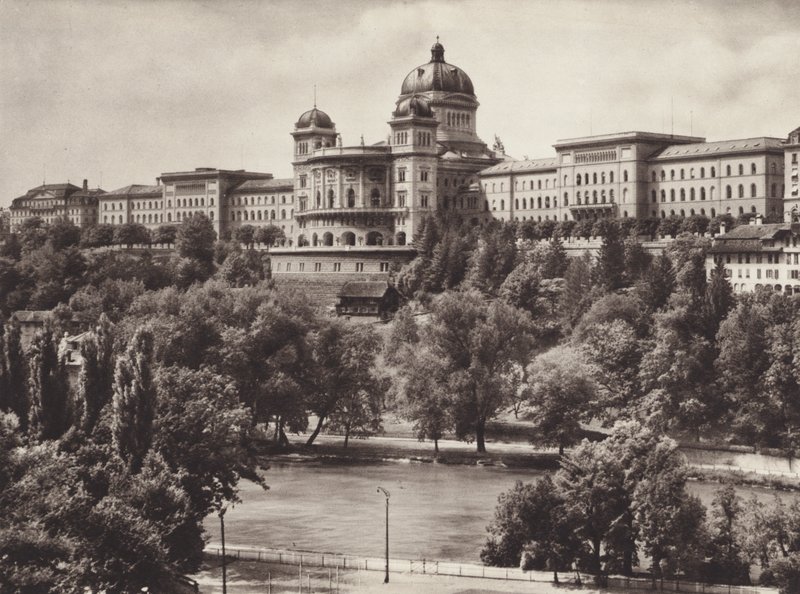 Suíça: Berna, o Palácio Federal Suíço (foto p/b) de Jean Gaberell