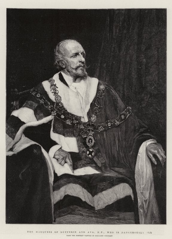 O marquês de Dufferin e Ava, KP, que é perigosamente doente de Jean Joseph Benjamin Constant