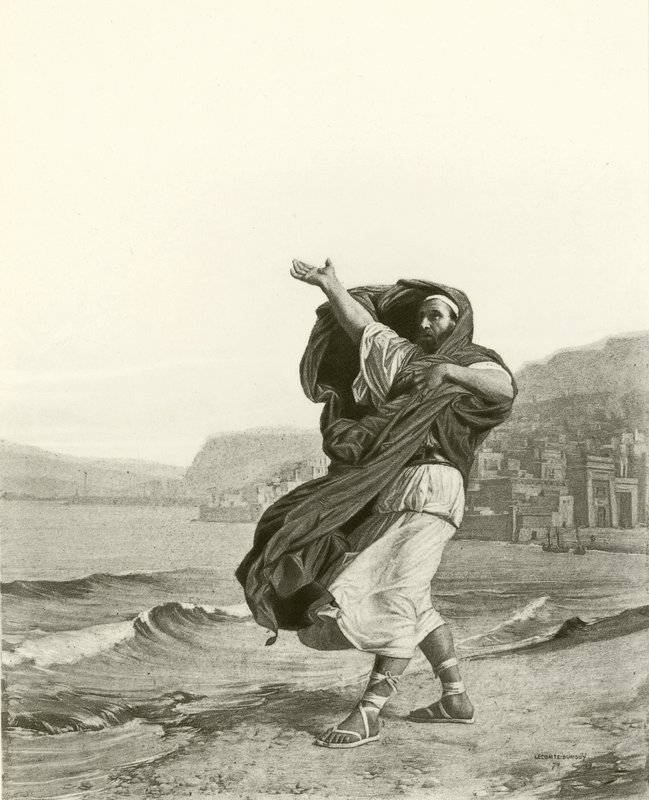 Demosthenes praticando oratório (gravura) de Jean Jules Antoine Lecomte du Nouy