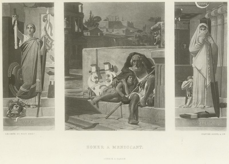 Homer, um mendicante (gravura) de Jean Jules Antoine Lecomte du Nouy