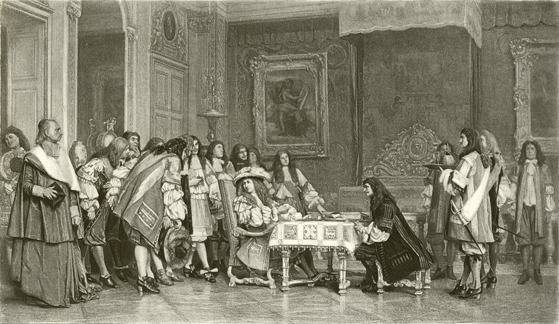 Molière no café da manhã com Louis XIV (gravura) de Jean Leon Gerome