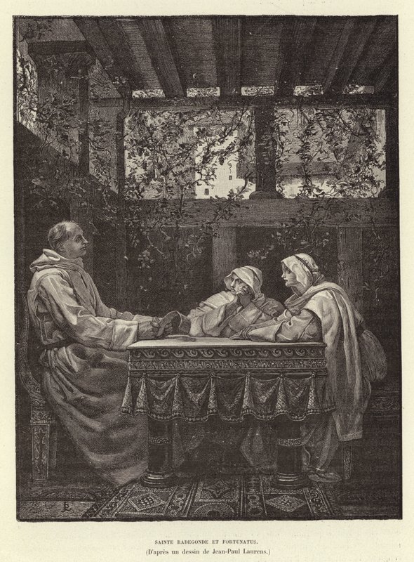 Sainte Radegonde et Fortunatus. São Radegundo e o poeta Venentius Fortunatus, século VI (gravura) de Jean Louis Hamon