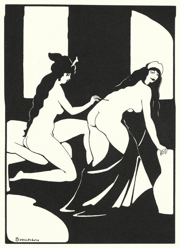 Os livros de amor de Ovídio: Que o seu corpo se torne uma letra viva (litografia a cores) de Jean de Bosschere