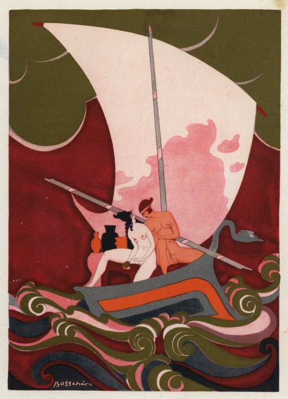 Os Livros de Amor de Ovídio: Quando navegares em alto mar (litografia a cores) de Jean de Bosschere