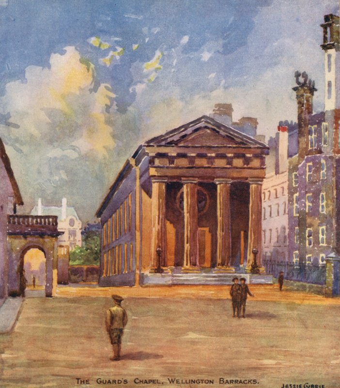 Capela da Guarda, Wellington Barracks (litografia a cores) de Jessie Currie