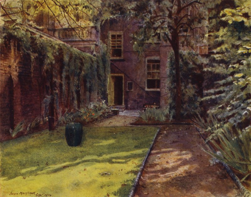 Carlyle House, Vista do Jardim e da Casa (cor litho) de Jessie MacGregor