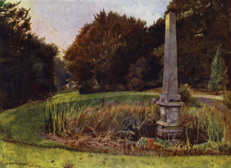 Chiswick House, The Obelisk in the Pool (cor litho) de Jessie MacGregor