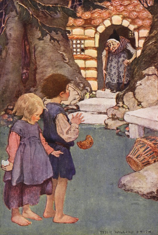 Hansel e Grettel (litografia a cores) de Jessie Willcox Smith