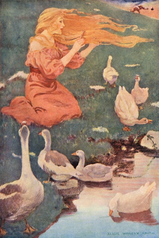 A menina-ganso (litografia a cores) de Jessie Willcox Smith
