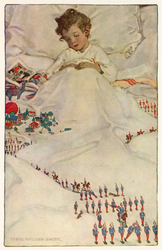 The Land Of Counterpane (lito colorido) de Jessie Willcox Smith