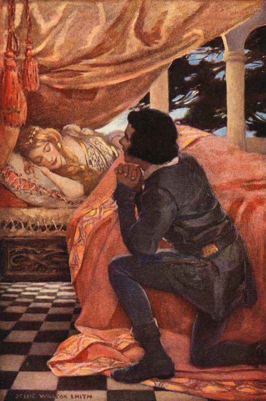 A Bela Adormecida (litografia a cores) de Jessie Willcox Smith
