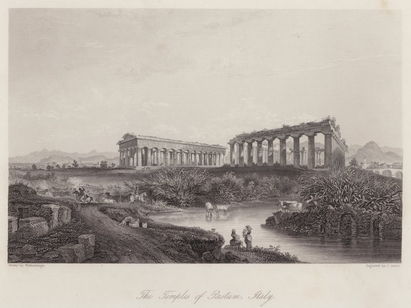 The Temples of Paestum, Itália (gravura) de Johan Wolfensberger