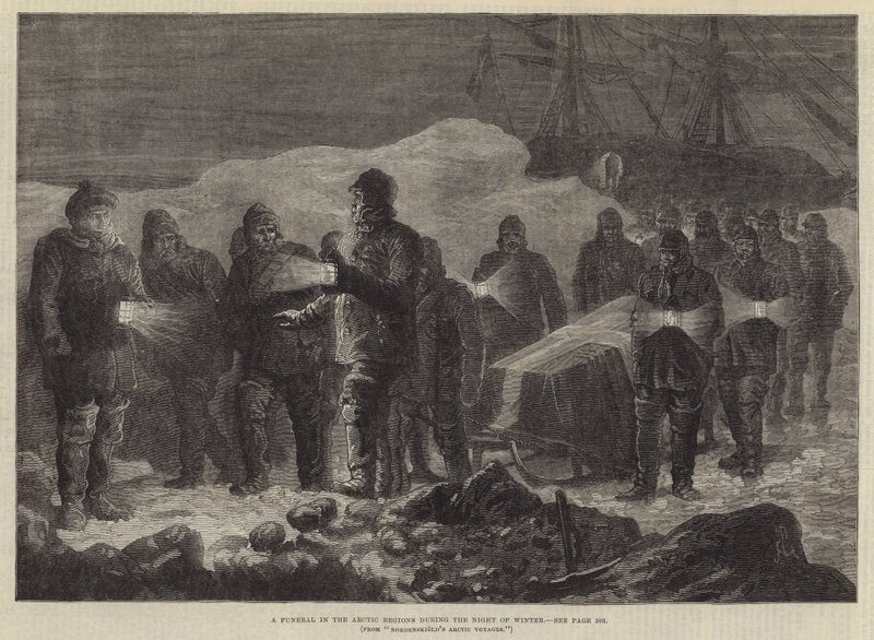 Um funeral nas regiões árticas durante a noite do inverno de Johann Nepomuk Schonberg