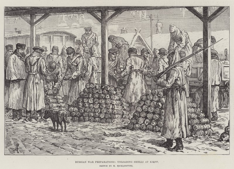 Preparações para a Guerra da Rússia, descarregando Shells at Kieff de Johann Nepomuk Schonberg