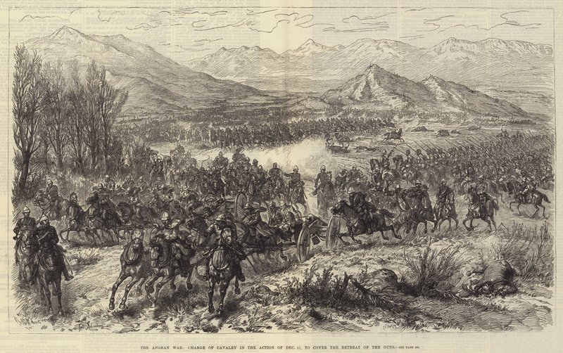 A Guerra do Afeganistão, acusação de cavalaria na ação de 11 de dezembro, para cobrir o Retiro das Armas de Johann Nepomuk Schonberg
