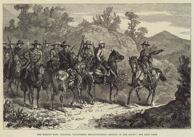 A Guerra Basuto, Voluntários Coloniais Reconhecendo, Retorno do Escoteiro de Johann Nepomuk Schonberg