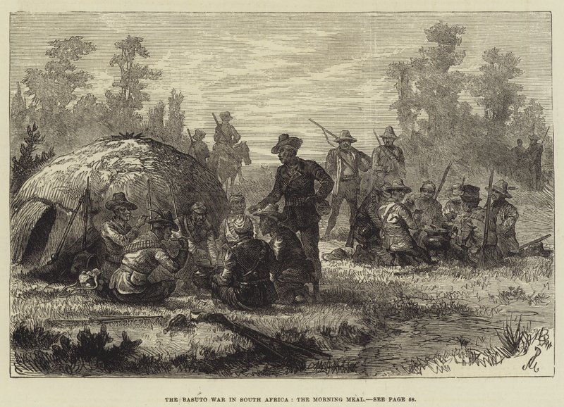 A guerra de Basuto na África do Sul, a refeição da manhã de Johann Nepomuk Schonberg