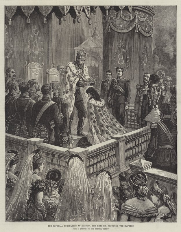 A coroação imperial em Moscou, o imperador coroando a imperatriz de Johann Nepomuk Schonberg