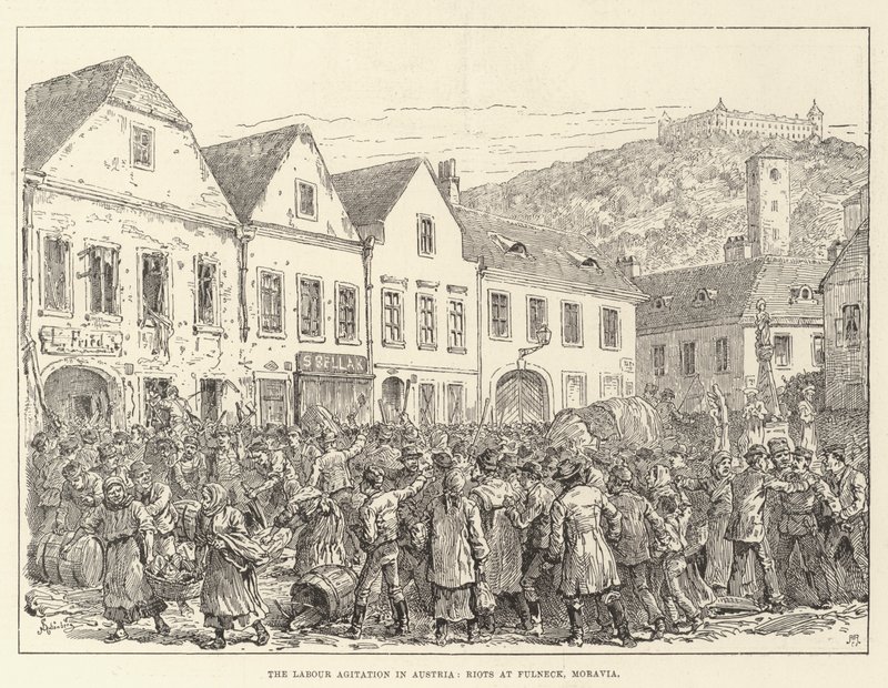Agitação Laboral na Áustria, Motins em Fulneck, Moravia de Johann Nepomuk Schonberg