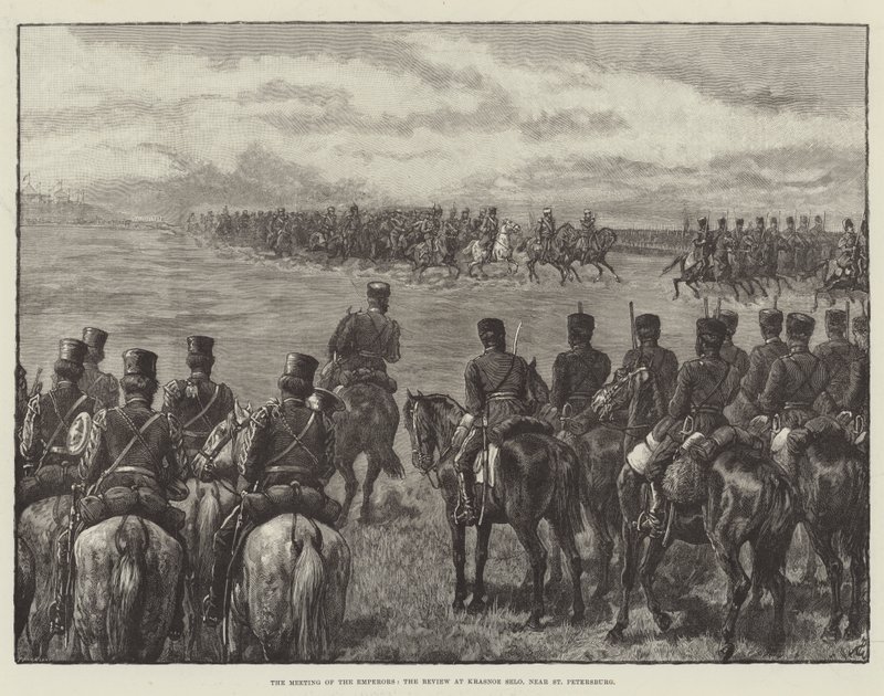 O Encontro dos Imperadores, a Revista em Krasnoe Selo, perto de São Petersburgo de Johann Nepomuk Schonberg