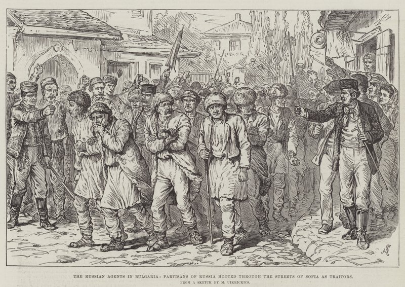 Os agentes russos na Bulgária, Partidários da Rússia palavrões através das ruas de Sofia como traidores de Johann Nepomuk Schonberg