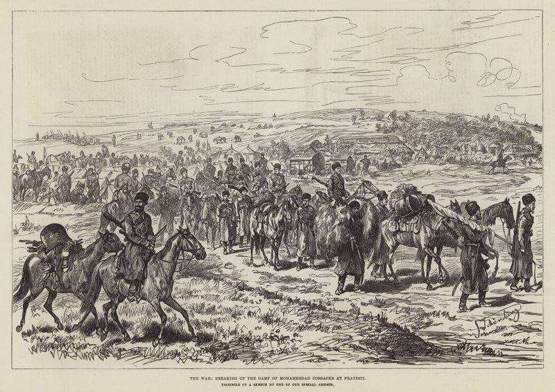 A guerra, quebrando o acampamento dos cossacos maometanos em Fratesti de Johann Nepomuk Schonberg
