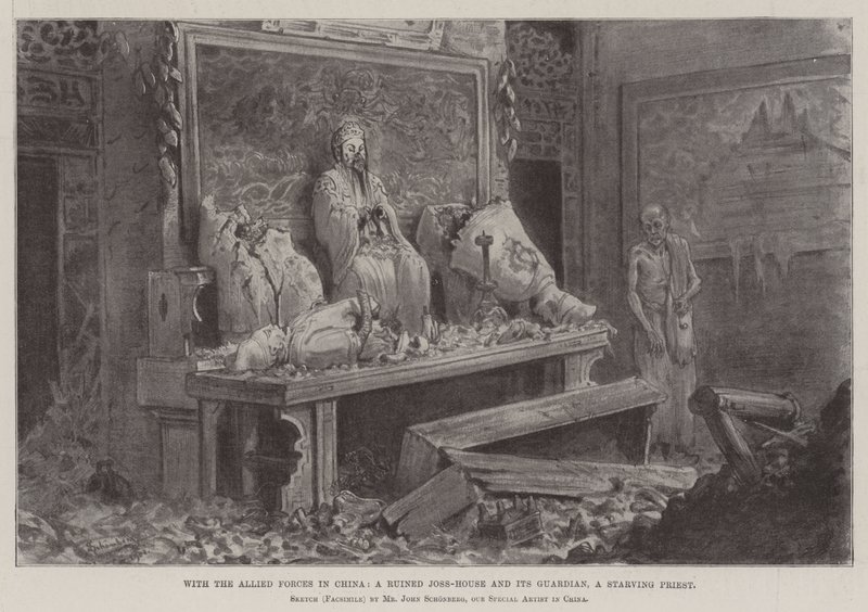 Com as Forças Aliadas na China, uma Casa de Joss Arruinada e seu Guardião, um Sacerdote Faminto de Johann Nepomuk Schonberg