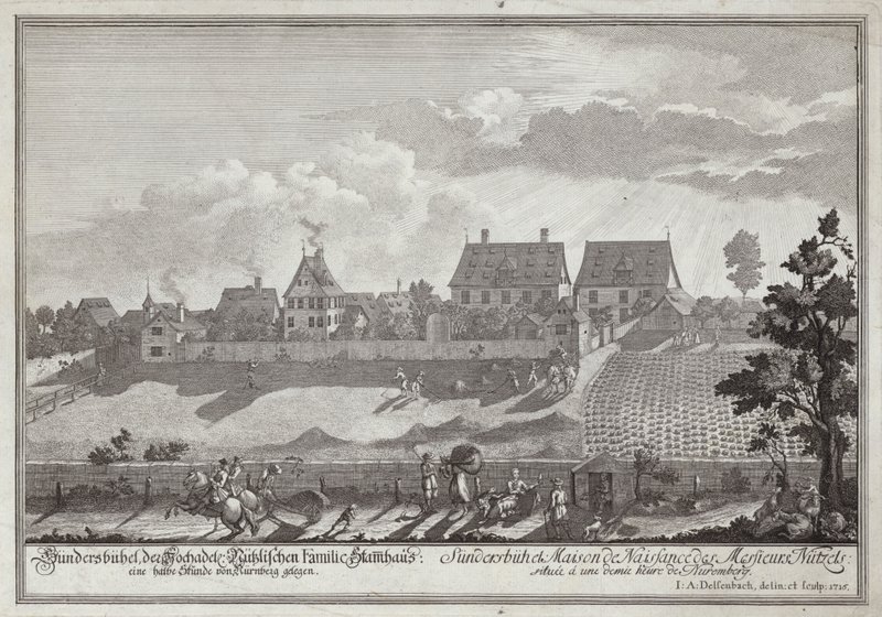 Sundersbuhl, residência da família Nutzel, perto de Nuremberga de Johann Adam Delsenbach