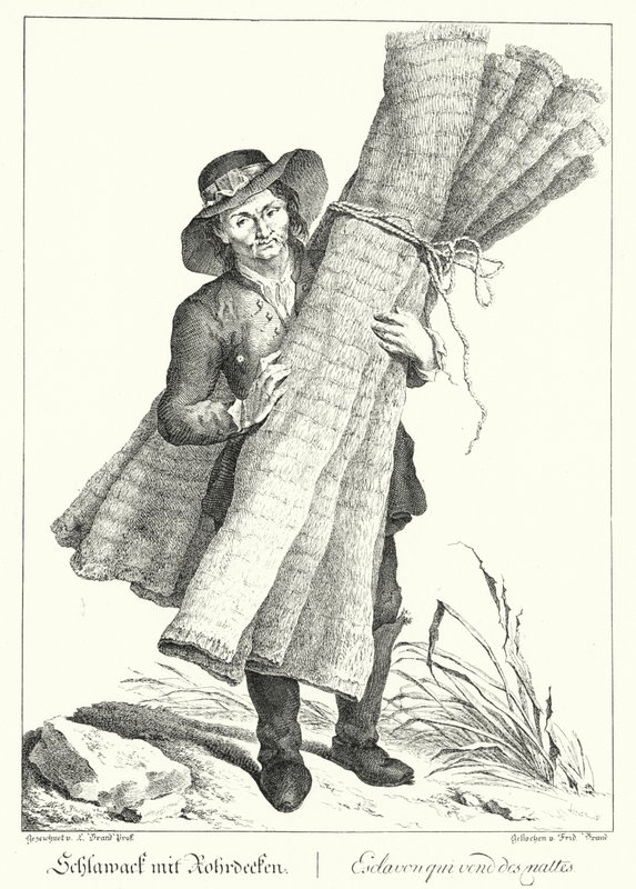Vendedor de tapetes (gravura) de Johann Christian (after) Brand