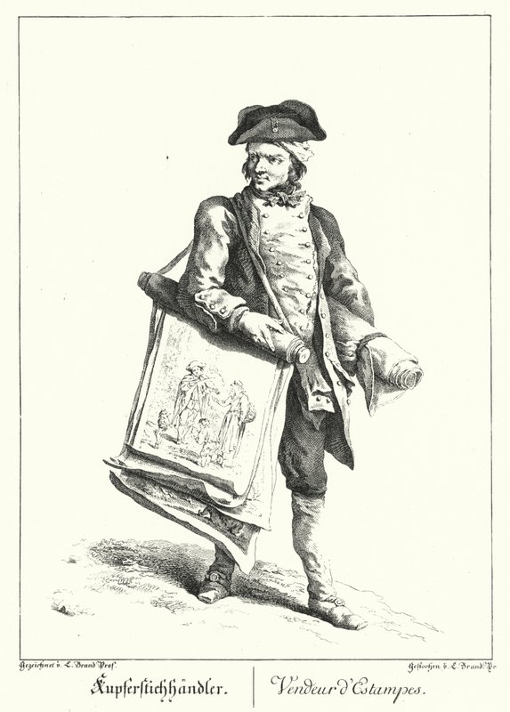 Vendedor de gravuras (gravação) de Johann Christian (after) Brand
