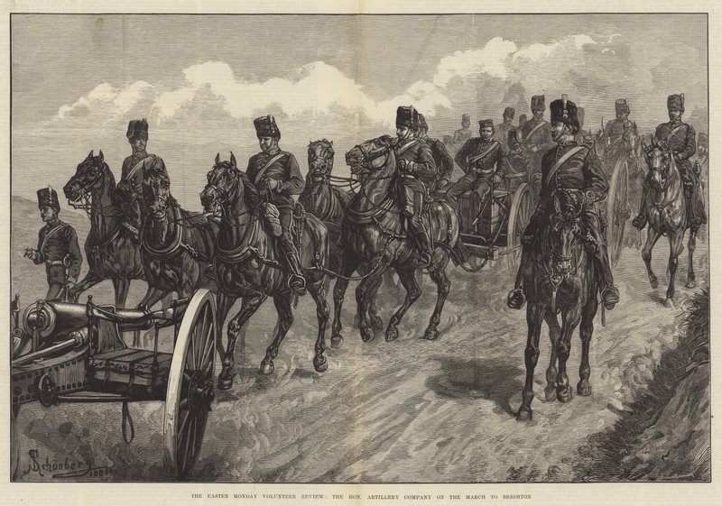 A Revisão Voluntária da Segunda-feira de Páscoa, a Honorável Companhia de Artilharia na Marcha para Brighton de Johann Nepomuk Schonberg